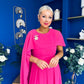Caoimhe Cape Detail Midi Dress Hot Pink