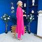 Caoimhe Cape Detail Midi Dress Hot Pink
