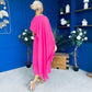 Caoimhe Cape Detail Midi Dress Hot Pink