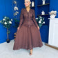 Cait Crochet Top & Chiffon Skirt Set Chocolate