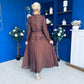 Cait Crochet Top & Chiffon Skirt Set Chocolate