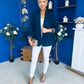 Jean Leopard Cuff Blazer Navy