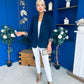 Jean Leopard Cuff Blazer Navy