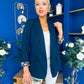 Jean Leopard Cuff Blazer Navy