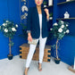 Jean Leopard Cuff Blazer Navy