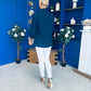 Jean Leopard Cuff Blazer Navy