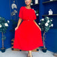Monica Pleated Midi Dress Red