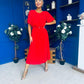 Monica Pleated Midi Dress Red