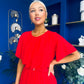 Monica Pleated Midi Dress Red
