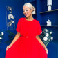 Monica Pleated Midi Dress Red