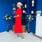 Monica Pleated Midi Dress Red