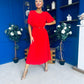 Monica Pleated Midi Dress Red