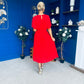Monica Pleated Midi Dress Red