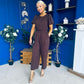 Pixie Culotte Jumpsuit Black Polka Chocolate