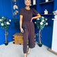 Pixie Culotte Jumpsuit Black Polka Chocolate