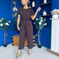 Pixie Culotte Jumpsuit Black Polka Chocolate