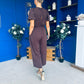 Pixie Culotte Jumpsuit Black Polka Chocolate