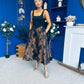Kerri Floral Jacquard A-Line Midi Dress Black