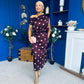 Kylie Off Shoulder Draped Midi Dress Polka Plum