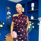 Kylie Off Shoulder Draped Midi Dress Polka Plum