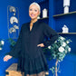 Liah Lace Hem Mini Smock Shirt Dress Black
