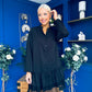 Liah Lace Hem Mini Smock Shirt Dress Black