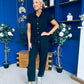 Marissa Short Sleeve Denim Jumpsuit Black