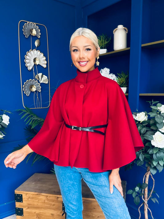 Ruth Belted Cape Wine