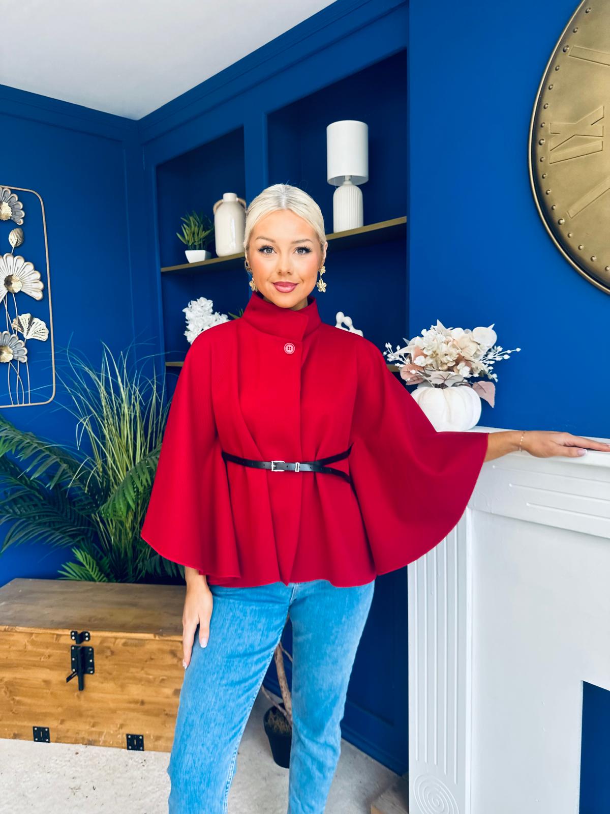 Ruth Belted Cape Wine