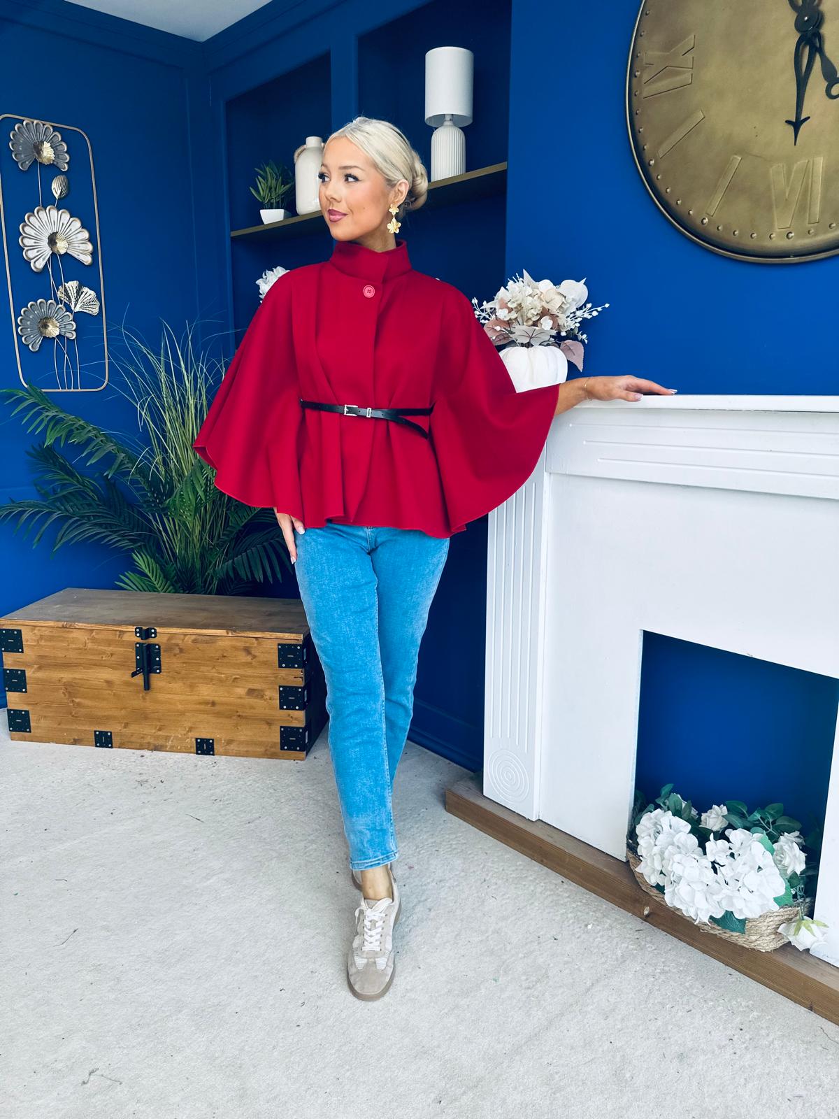 Ruth Belted Cape Wine