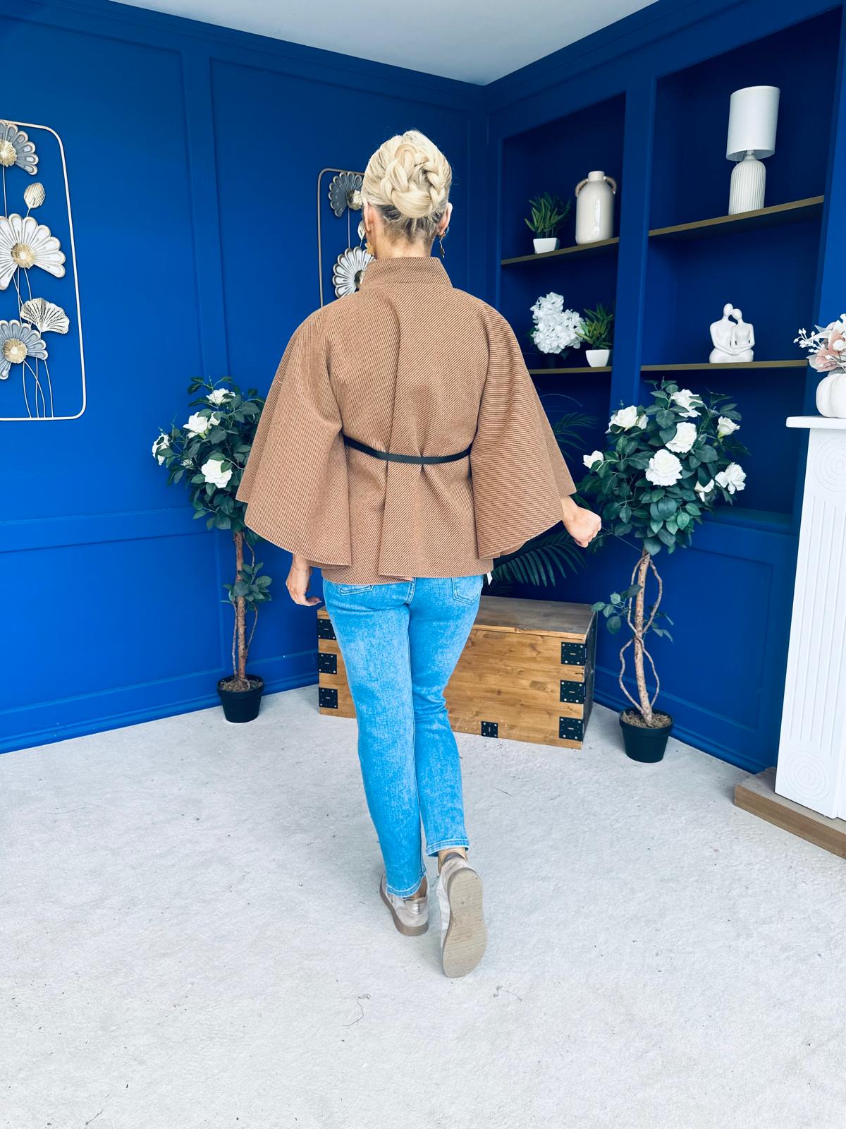 Ruth Belted Cape Camel