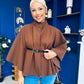 Ruth Belted Cape Chocolate