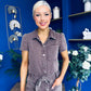 Marissa Short Sleeve Denim Jumpsuit Chocolate