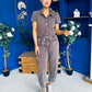 Marissa Short Sleeve Denim Jumpsuit Chocolate