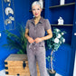 Marissa Short Sleeve Denim Jumpsuit Chocolate