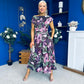 Breffy Asymmetric Neckline Skater Midi Floral Vintage Berry