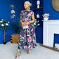 Breffy Asymmetric Neckline Skater Midi Floral Vintage Berry