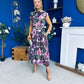 Breffy Asymmetric Neckline Skater Midi Floral Vintage Berry