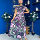 Breffy Asymmetric Neckline Skater Midi Floral Vintage Berry