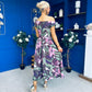 Breffy Asymmetric Neckline Skater Midi Floral Vintage Berry