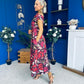 Breffy Asymmetric Neckline Skater Midi Floral Cranberry