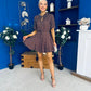 Danielle Detailed Mini Dress Polka Coffee