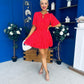 Danielle Detailed Mini Dress Polka Red