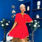 Danielle Detailed Mini Dress Polka Red