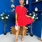 Danielle Detailed Mini Dress Polka Red
