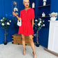 Danielle Detailed Mini Dress Polka Red