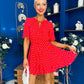 Danielle Detailed Mini Dress Polka Red