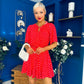 Danielle Detailed Mini Dress Polka Red