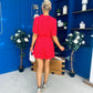 Danielle Detailed Mini Dress Polka Red