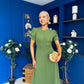 Chloe Gathered Detail Midi Dress Green